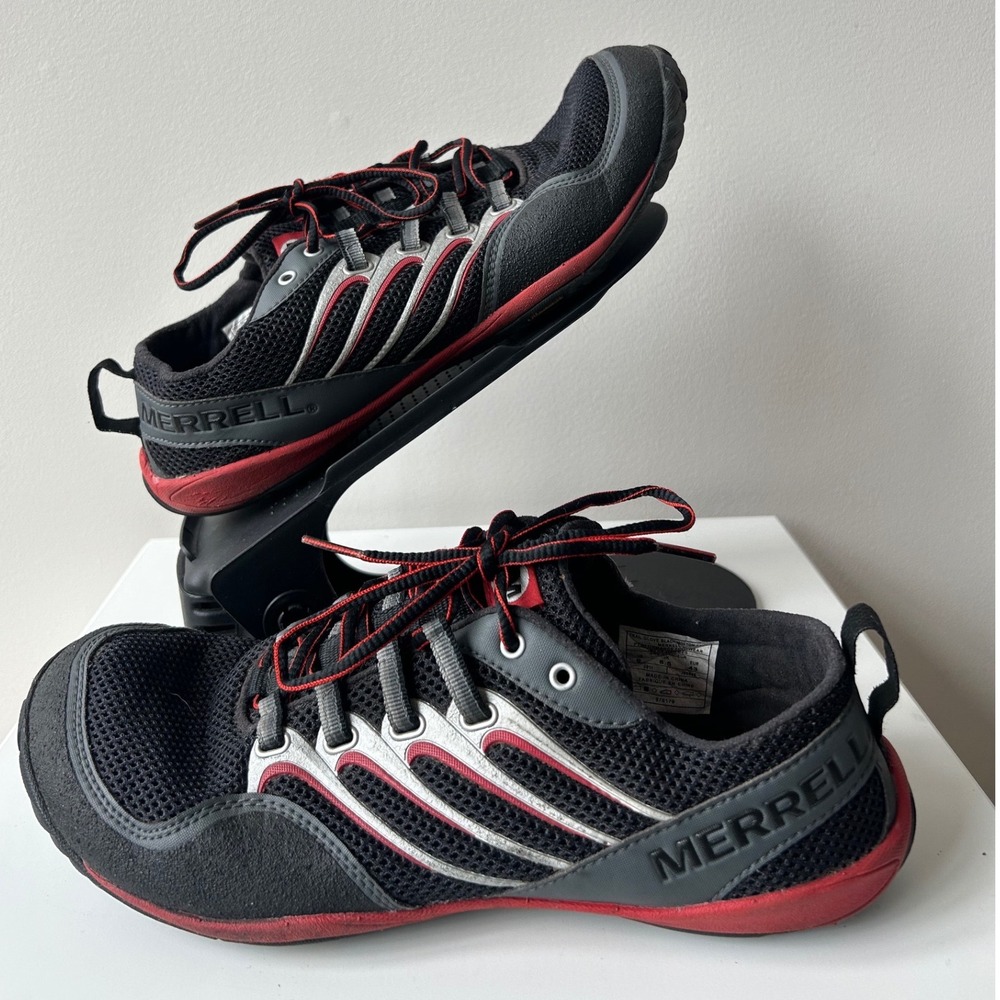 Merrell Trail Glove 9 Black Molten Red Barefoot Minimalist Running Shoes Vibran